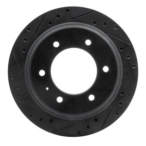 Acura SLX Brake Rotor (1) - Rear Left - R1 Concepts - Drilled & Slotted - Black - `92-`04